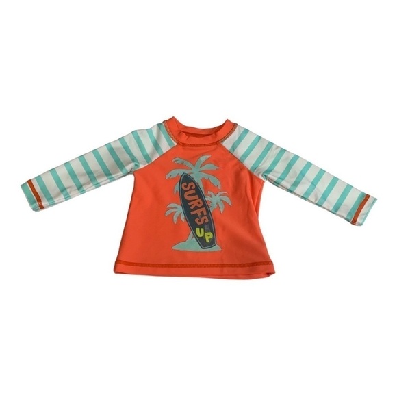 Hatley Rashguard Surfs Up Orange Swim Shirt Size 3-6 Months - Picture 1 of 4